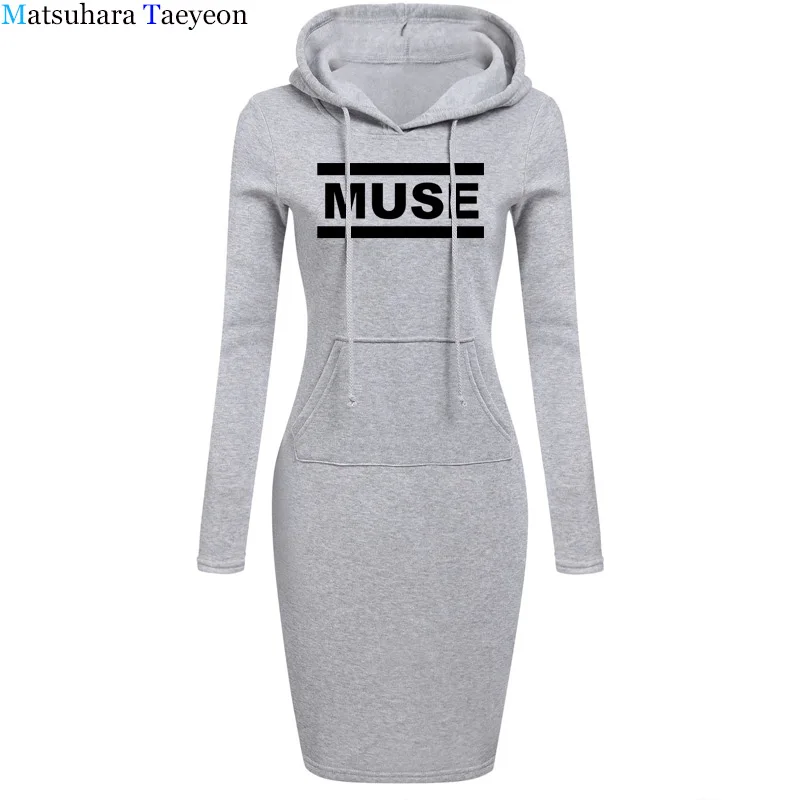 

Muse 2018 Fashion Drawstring Full Sleeves Fleeces Women Dresses Winter Dress Women Vestidos Sweatshirt Dress