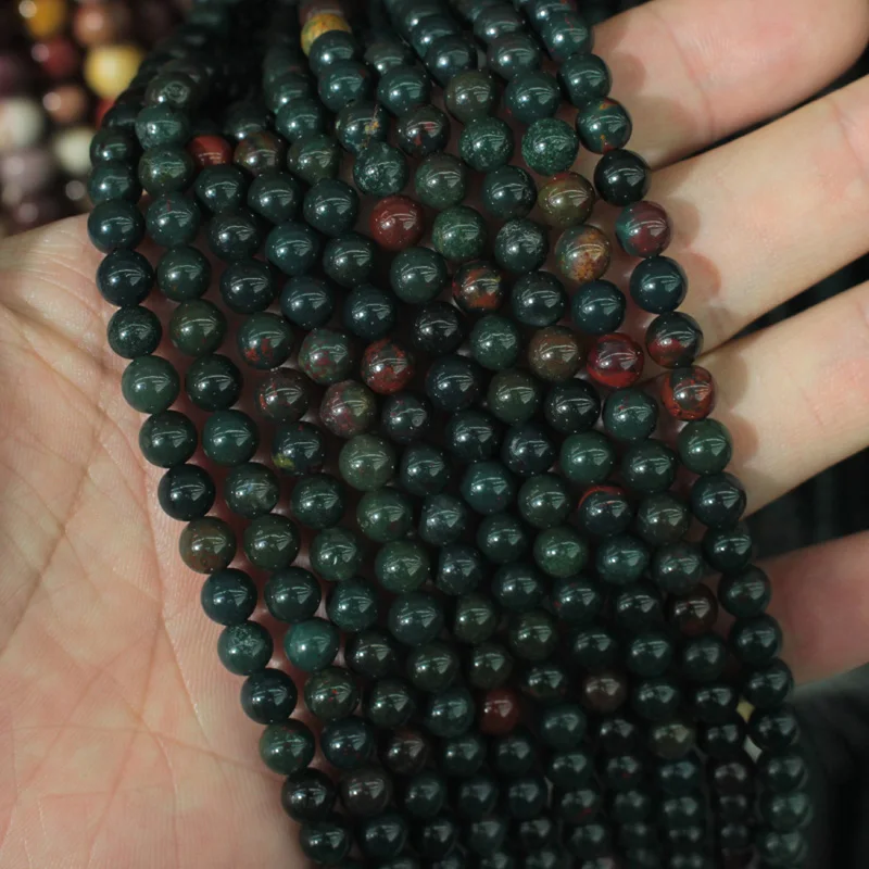 natural bloodstone/heliotrope beads natural stone beads DIY loose beads for jewelry making strand 15\