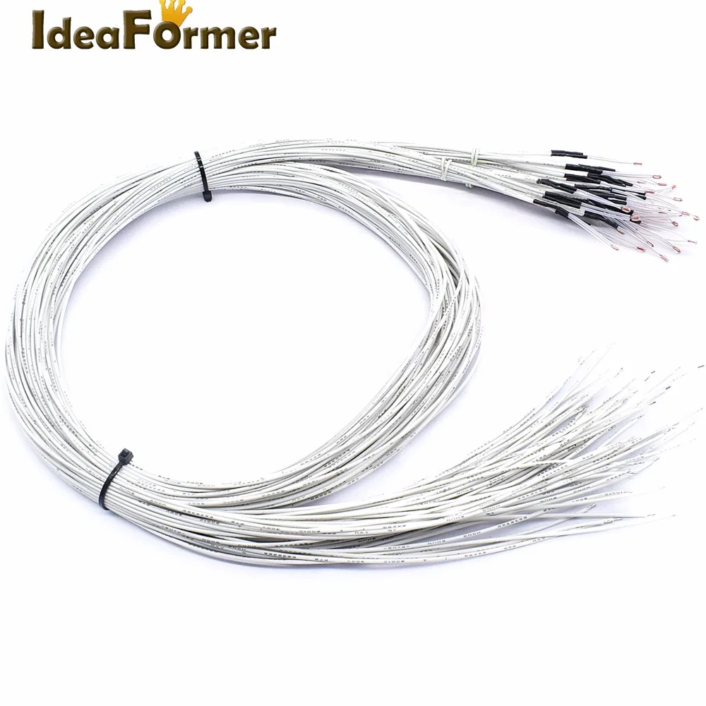 5pcs 100K ohm NTC 3950 Thermistors Sensors with Cable 3D Printers Parts For for Reprap Mend Part High Temperature Accessories