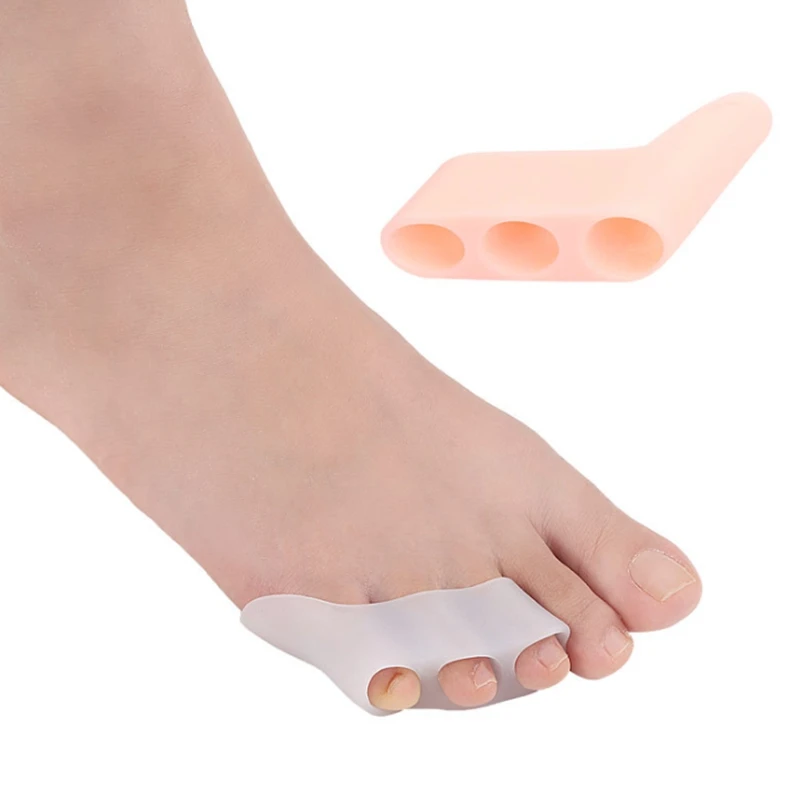 20pair/lot Free shipping Silicone Toe Separator Foot Braces Support 3 Holes Toe Varus Corretcor for Overlapping Toe Foot Care