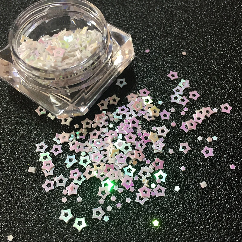 Five-pointed Star 3D Nail Glitter 3mm Colourful Stone Hollow Sequins Nail Tip Decorations DIY Manicure Five star flash powder