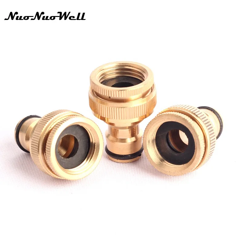 

1pcs NuoNuoWell 1/2" 3/4" Thread Quick Connector 100% Brass Tap Adapter for Garden Irrigation Watering Hose Pipe Fittings