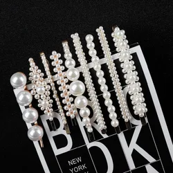 Fashion Pearl Hair Clip for Women Elegant Korean Design Snap Barrette Stick Hairpin Hair Styling Accessories