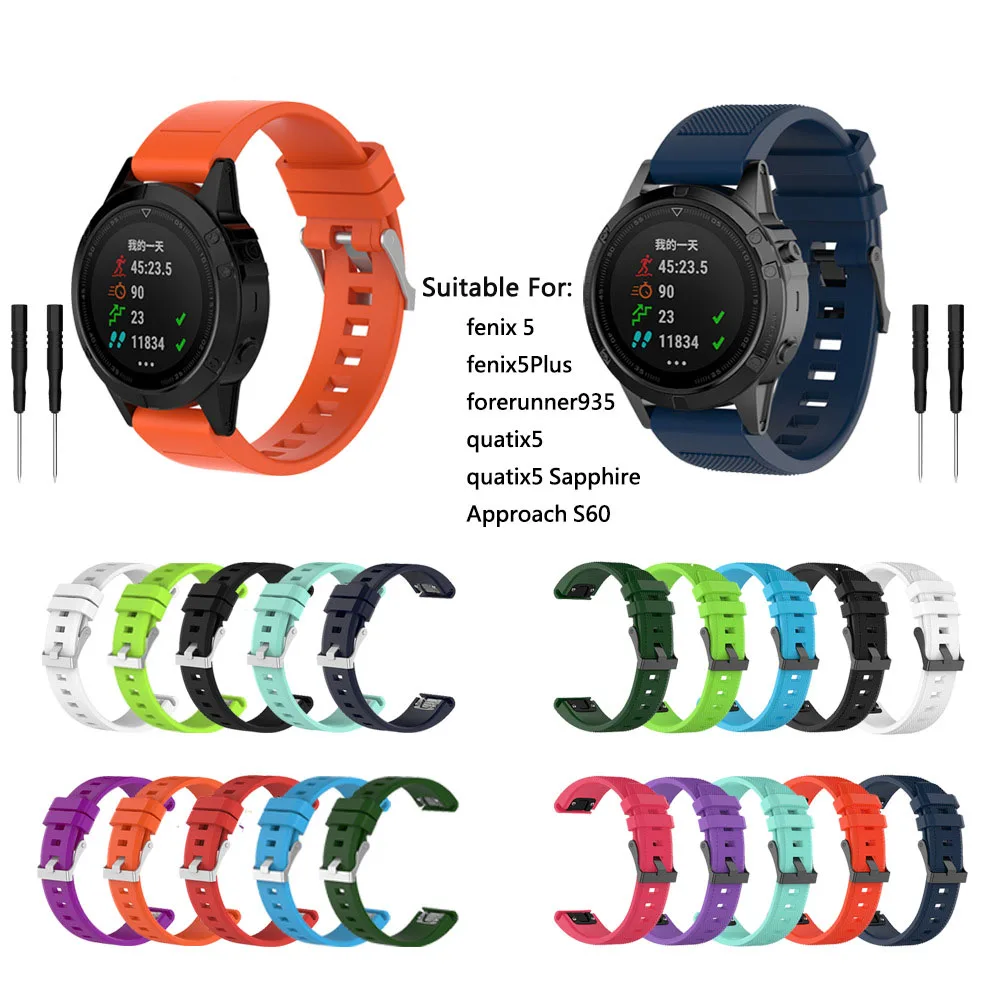 

Ремешок для Garmin Fenix 6 6Pro 5 5Plus, ремешок для наручных часов Forerunner935 Quatix 5 подход S60, быстрая Простая установка, сменный силиконовый ремешок