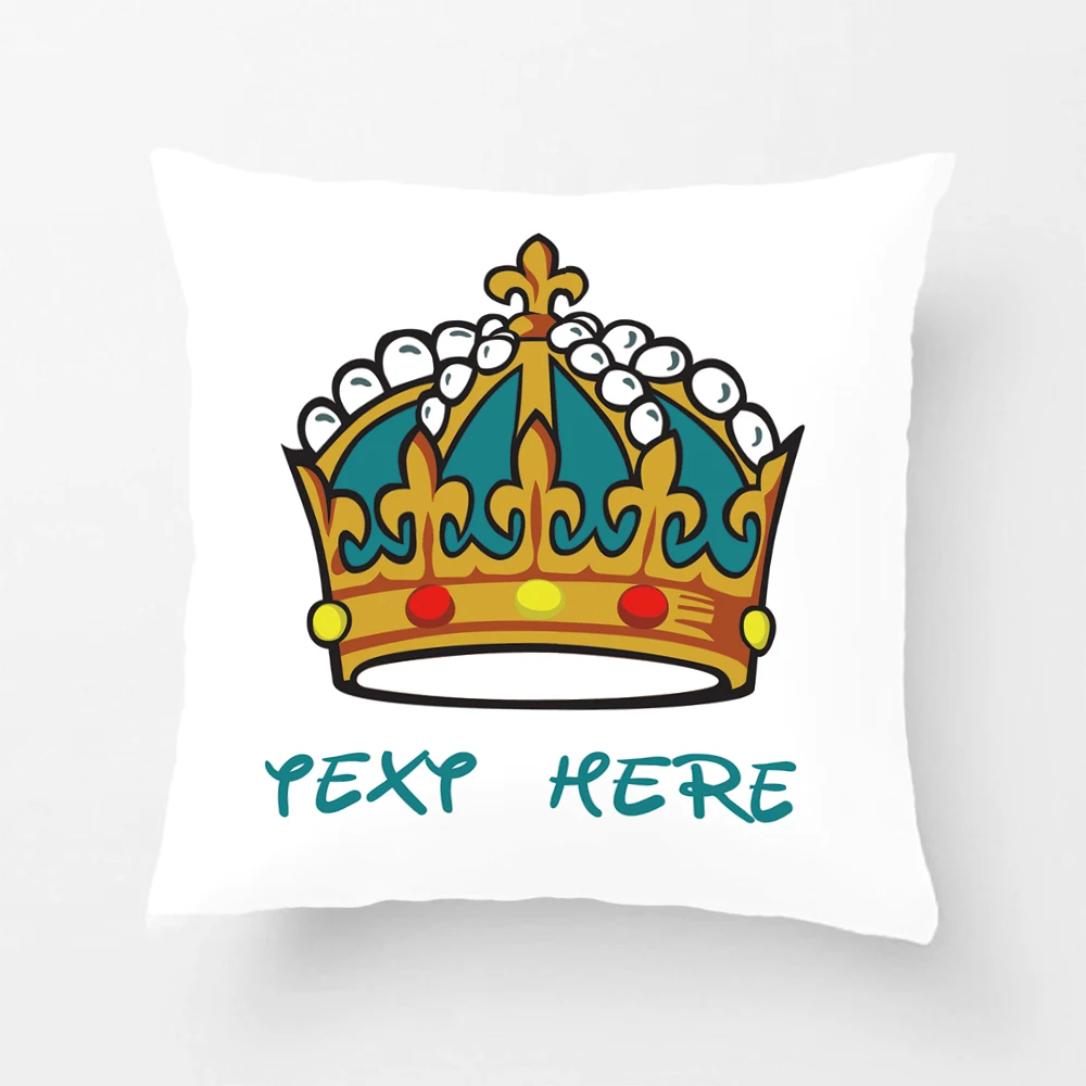 Customized Text Printed Throw Pillowcase Imperial Crown Decorative Cushion Cover Gift By Lvsure For Car Sofa Seat