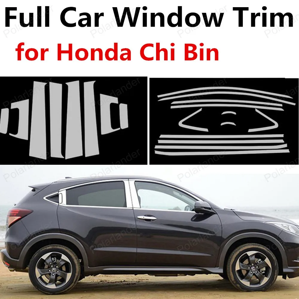 

hot!! For Honda Chi Bin bright silver stainless steel full Car Window Trim Cover Car Styling Accessories