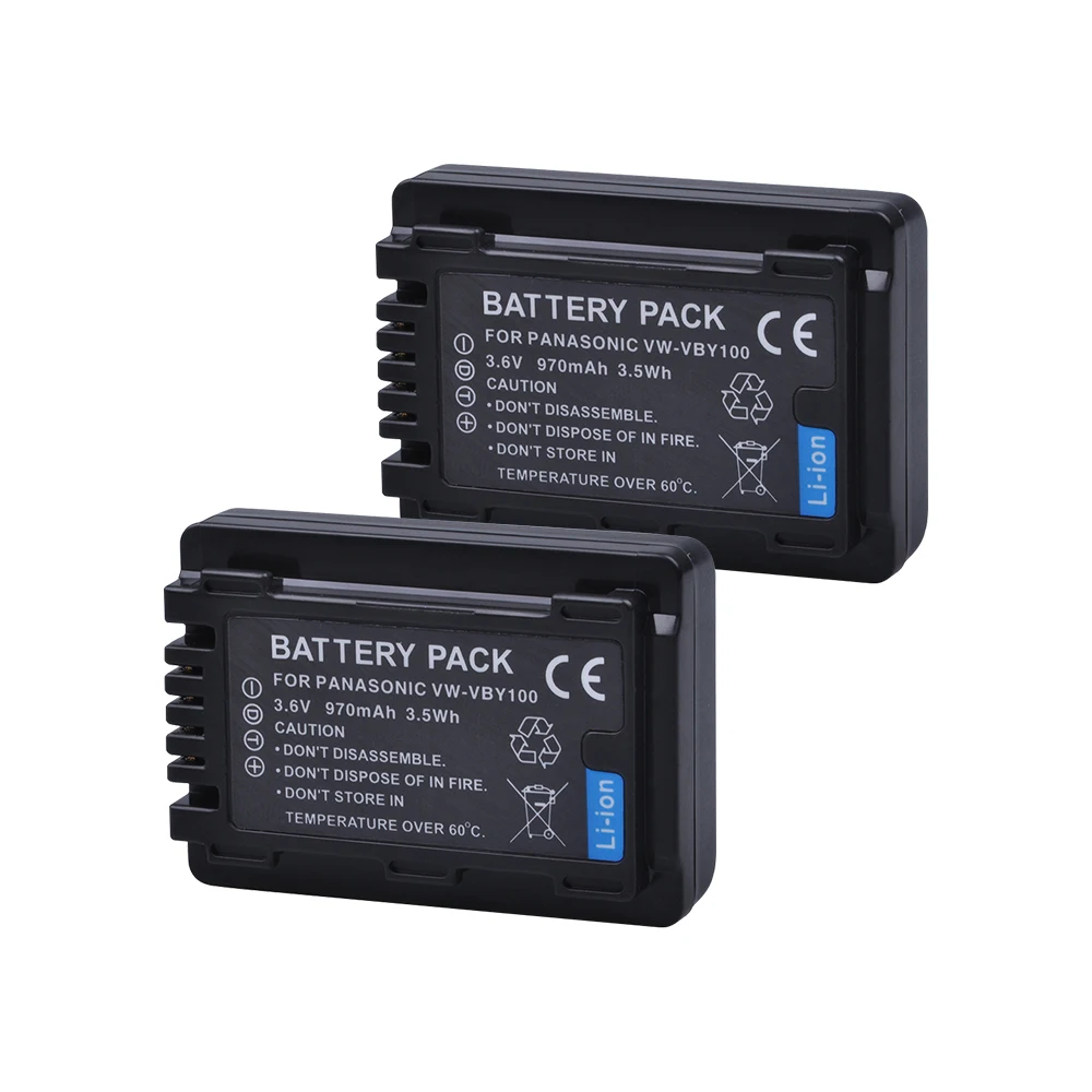 

Tectra 2PCS VW-VBY100 VBY100 Li-ion Camera Battery for HC-V130 HC-V130K HC-V201 HC-V201K HC-V110 HC-V110K Camcorder