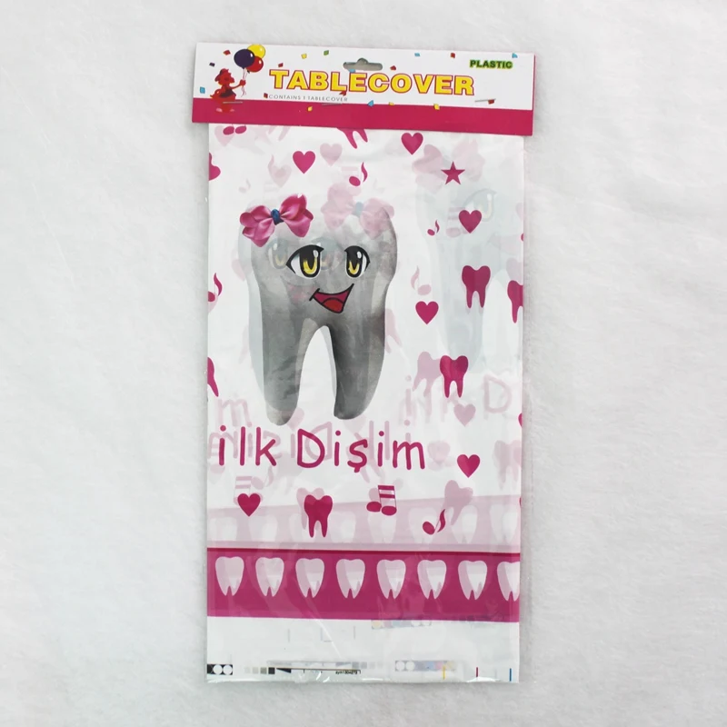 Disposable Plastic Table Cloth Happy Birthday TableCover Tablecloth Tooth Ilk Disim Waterproof For Birthday Party Decoration