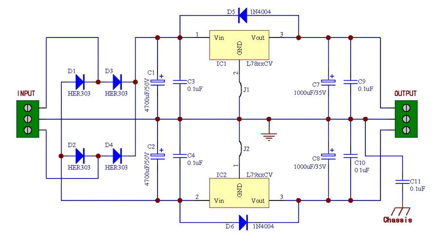 Voltage Regulator PCB for LM317 LM337 or 78xx 79xx IC.