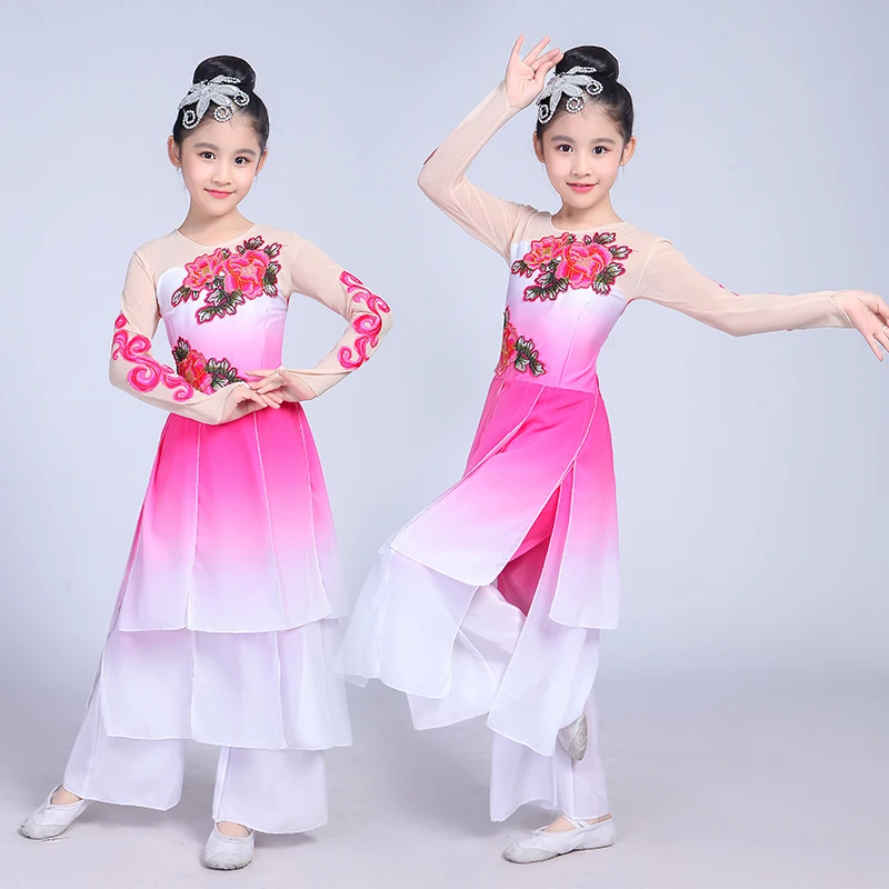 New style children classical Chinese style Hanfu dance costumes girls fan dance national Yangge costume performance clothing