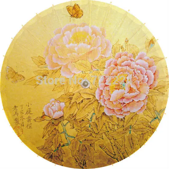 

Free shippinh Dia 84cm peony painting oiled paper umbrella rainproof sunshade and decorative gift umbrella