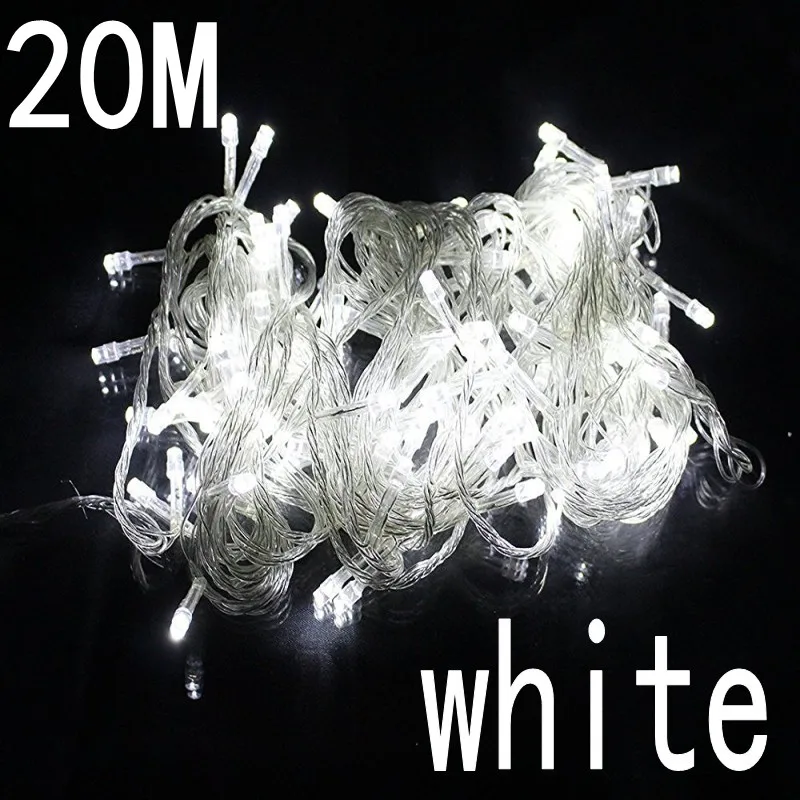 Waterproof Outdoor Home white color 20M LED Fairy String Lights Christmas Party Wedding Holiday Decoration Garland light