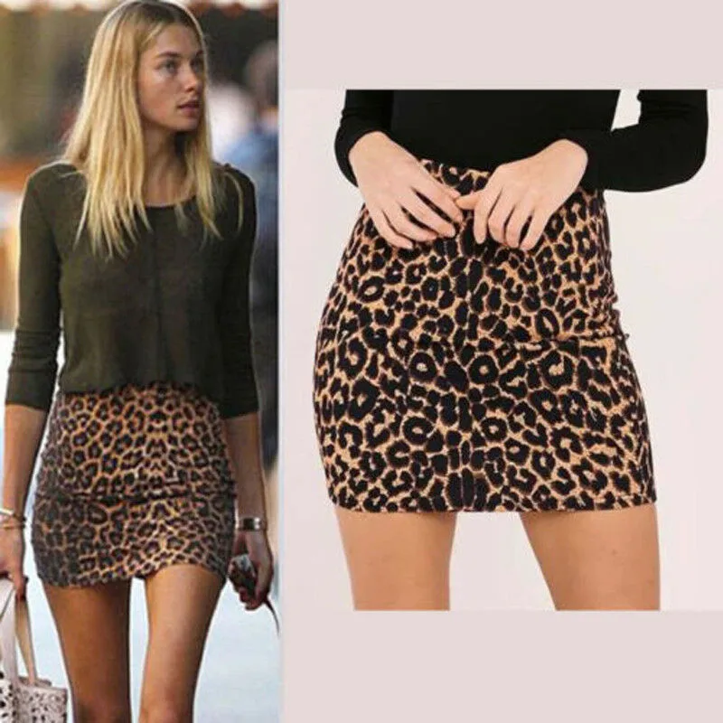 2024 Fashion Women Leopard Printing High Waist Mini Skirt Sexy Pencil Bodycon Pack Hip Mini Skirt For Women Beach Cover Up Skirt