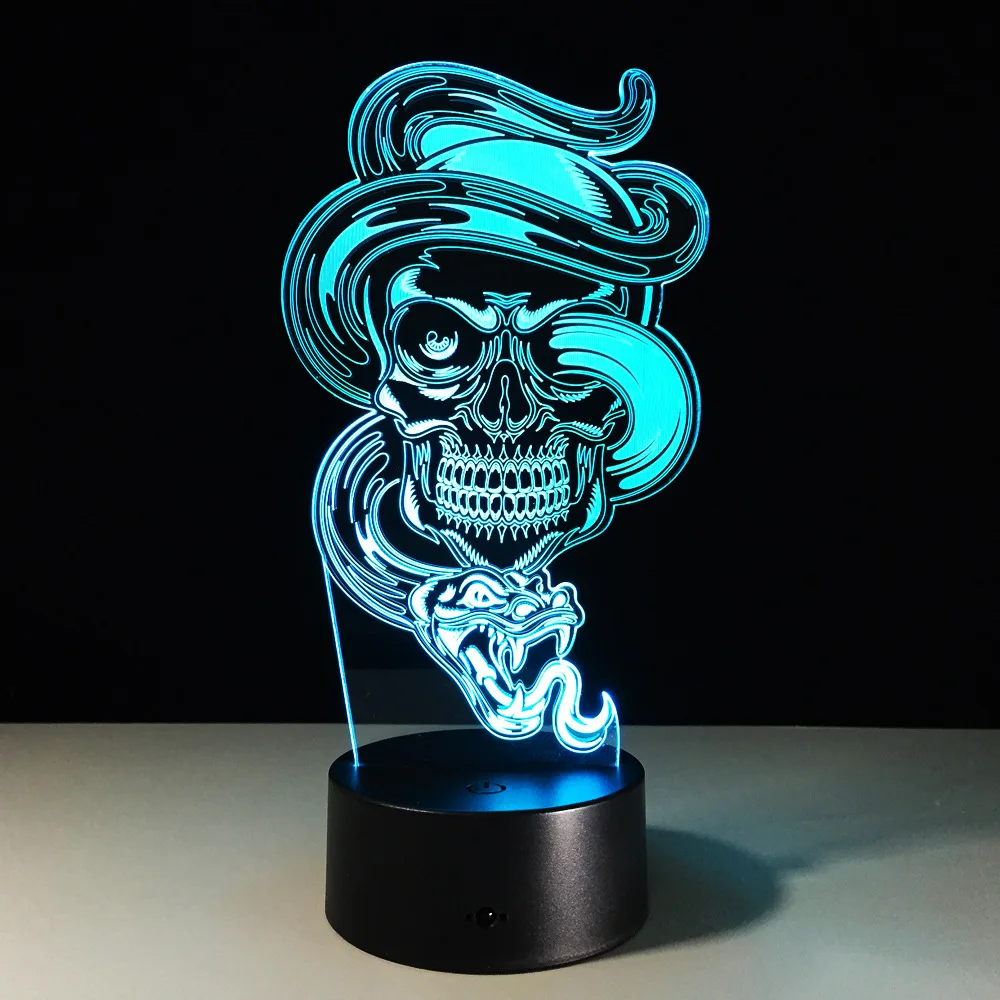 Halloween 3D ghost night light Action figure Remote control 7 color Wireless speaker Halloween decoration Gifts A28