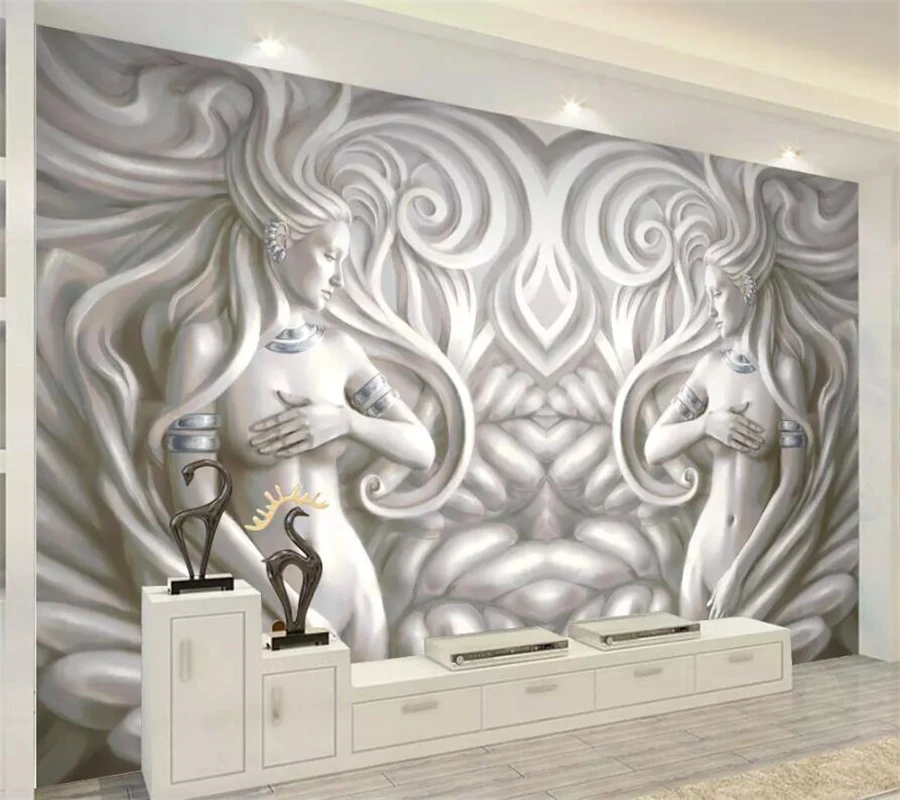 Beibehang Custom wallpaper 3d mural embossing beauty sculpture modern fashion background wall paper living room Papel de parede