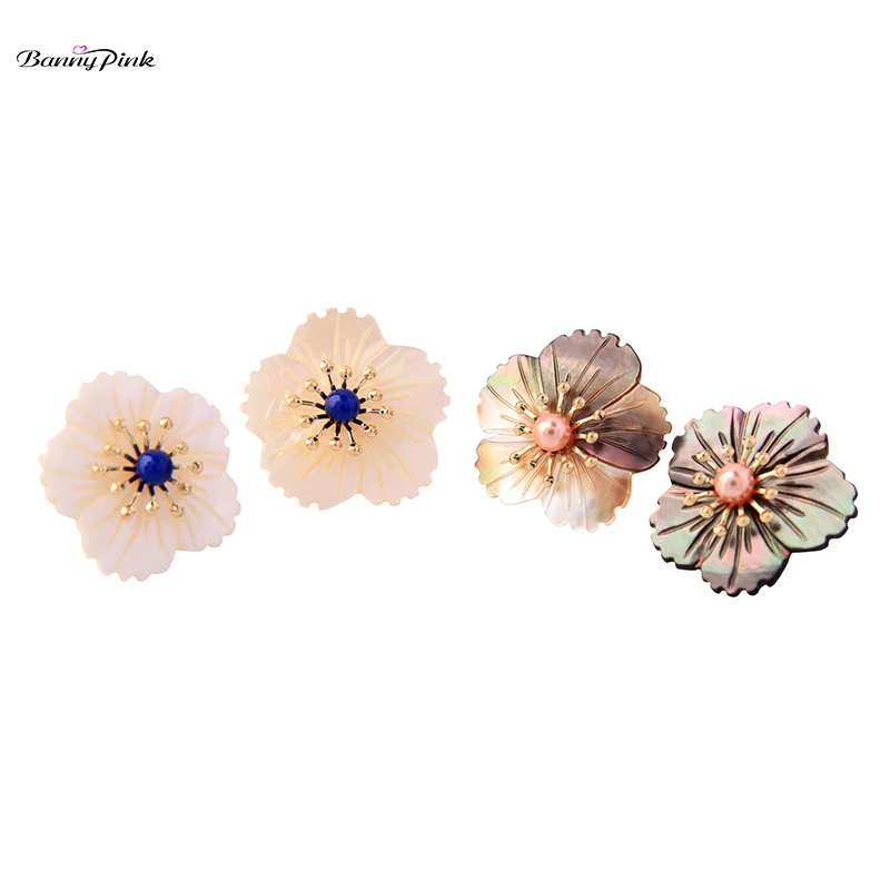 Banny Pink Exquisite Natural Shell Imitation Pearl Stud Earrings For Women Elegant Flower Post Earrings  Birthday Gift Pendiente