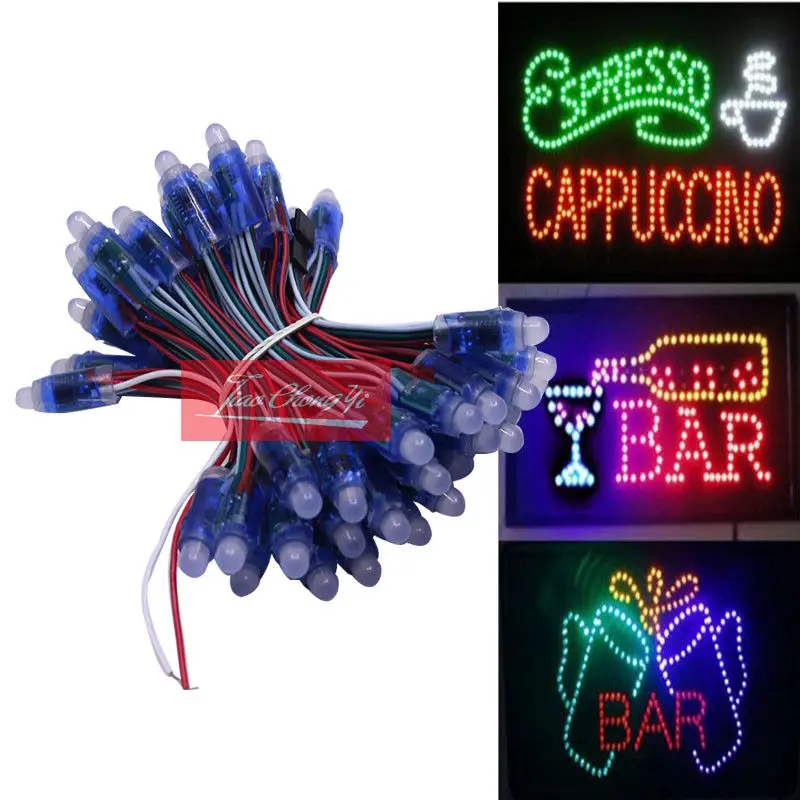 5V 50pcs/lot WS2811 12mm led string Module RGB Full color Pixels Addressable DC5V IP68 waterproof