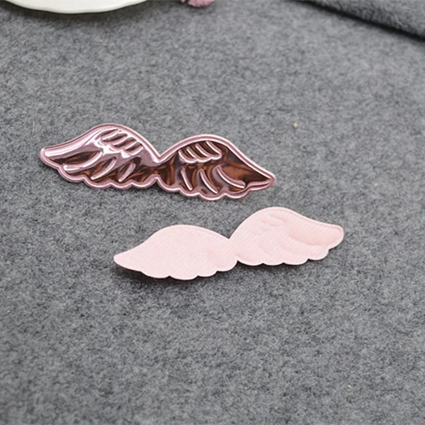 18pcs/lot 10.5*3cm Glitter PU angel wing Pads Patches Appliques for Craft Clothes Sewing Supplies DIY Hair Clip Accessories