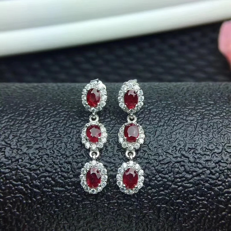 Classic ruby silver drop earrings for wedding six pieces natural ruby gemstone earrings solid 925 silver ruby jewelry