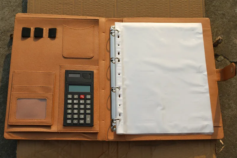 Sáng Tạo Da A4 Tập Tin Thư Mục Padfolio Đa Chức Năng Tổ Chức Kế Hoạch Xách Tay Nhẫn Chất Kết Dính Busniess Học Vật Dụng Văn Phòng