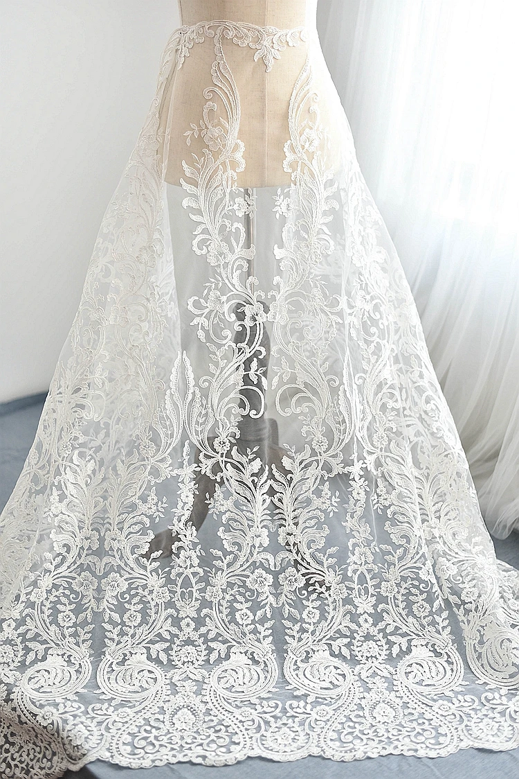 

European high-end sequin embroidery bud silk yarn wedding dress handmade diy accessories clothing decorative fabric