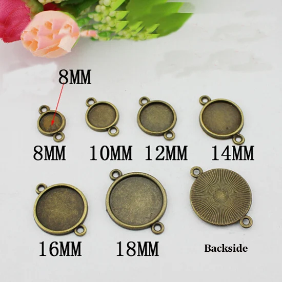 10 teile/los Antike Bronze 8/10/12/14/16/18/20/25mm cameo Cabochon Einstellungen Charms Anhänger Tray Schmuck Erkenntnisse