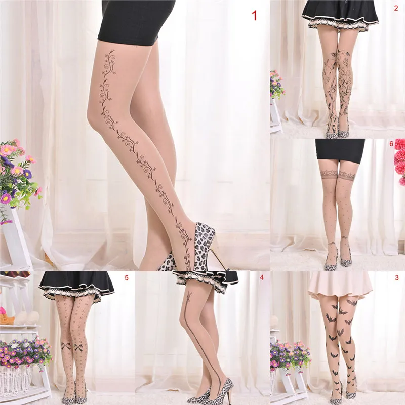 18 Styles Women Tattoo Tights Lolita Fancy Hosiery Cute Patterns Printed Pantyhose Ladies Gifts