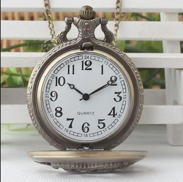 Antique Vintage Dragon Pocket Watch Hollow Pendant Zodiac Quartz Steampunk Necklace Chain mens and woman gift