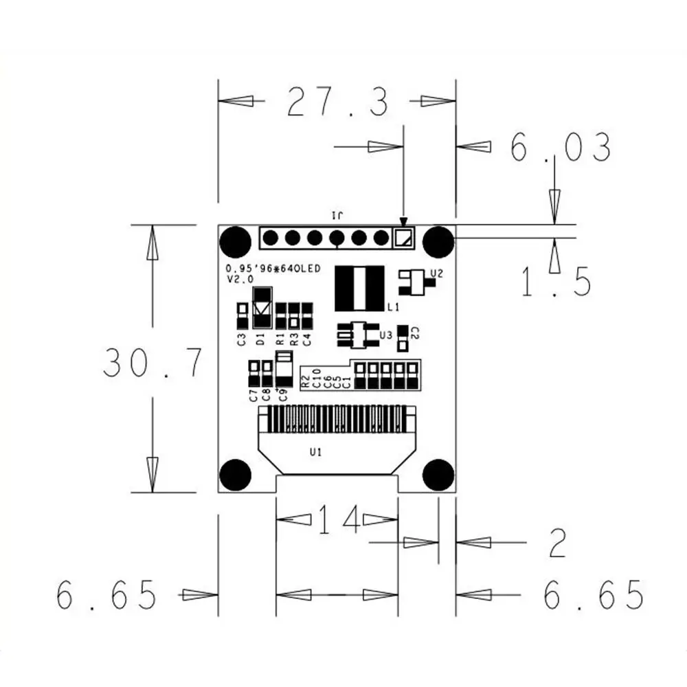 0.95 Inch Full Color OLED Display Module with 96x64 Resolution SPI Parallel Interface SSD1331 Controller 7PIN