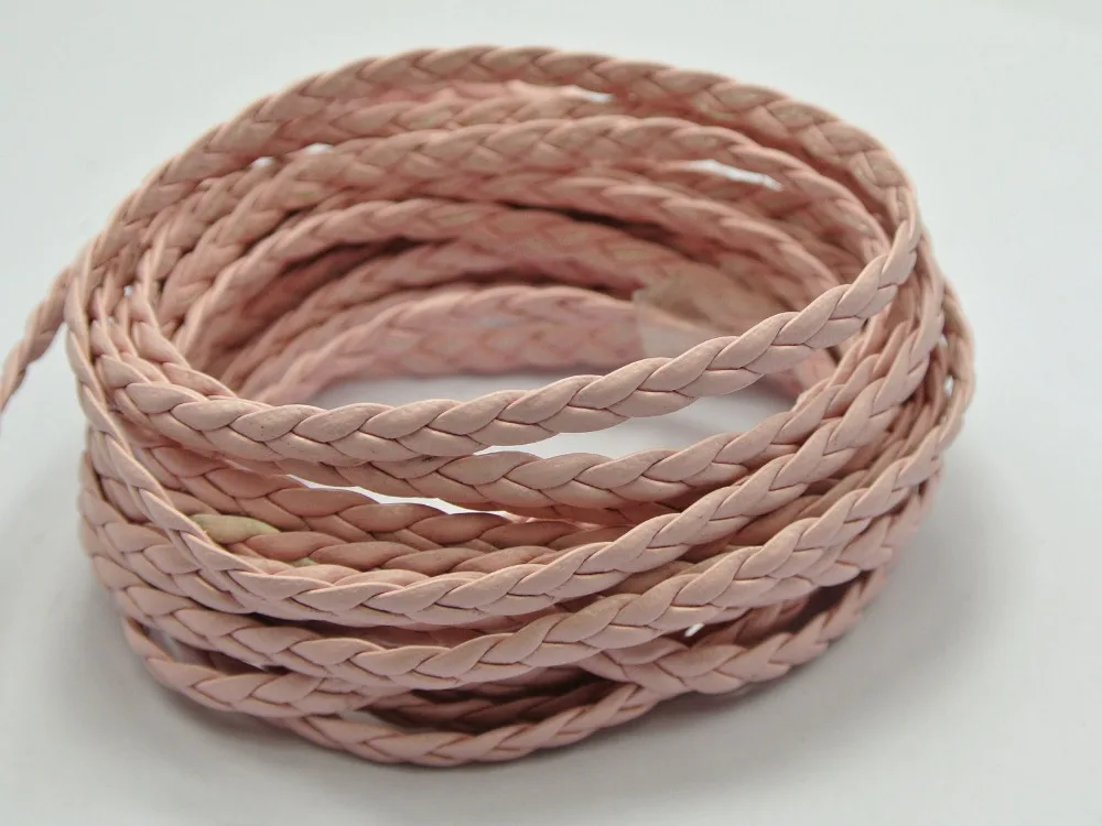 32.8 Feet Pale Pink Flat Braided  Leatherette String Jewelry Cord Flat Woven 5X1mm