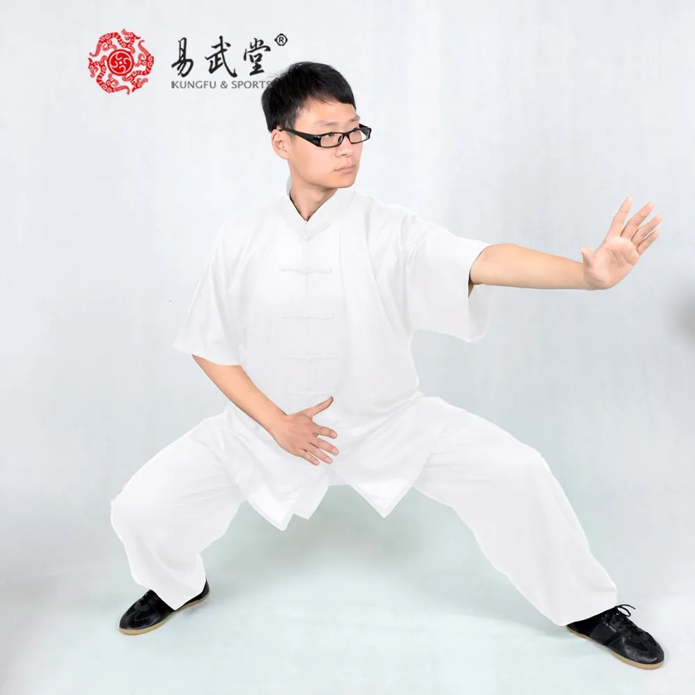 Yiwutang Unisex Short Sleeves Taichi Uniform Summer Kungfu Clothing Cotton Martial Art Sets Chinese Comfortable and Breathable