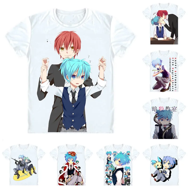 Assassination Classroom Ansatsu Kyoushitsu T-Shirts Short Shirts Anime Koro-Sensei Q! Shiota Nagisa Class 3-E Cosplay Shirt