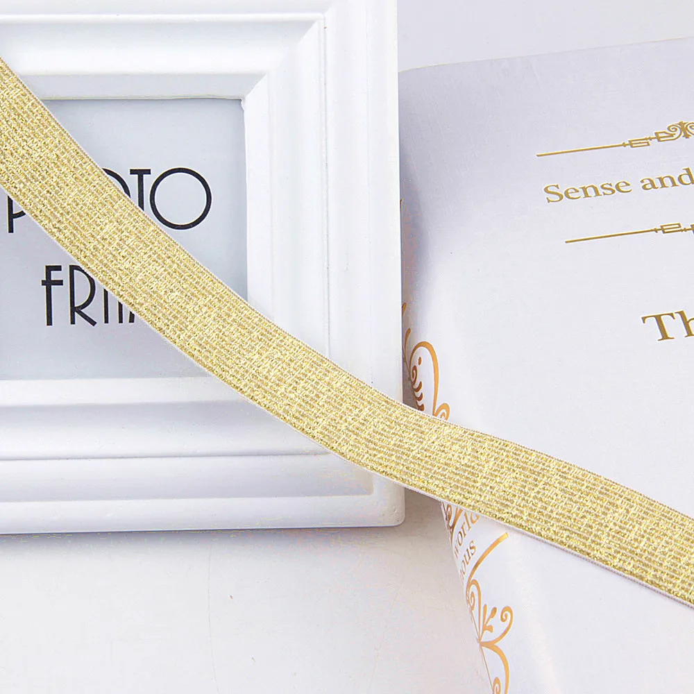 Glitter Elastic Bands 25MM Width 2meters/package Gold Silver High Quality Nylon for Garment Trousers Sewing Accessories DIY