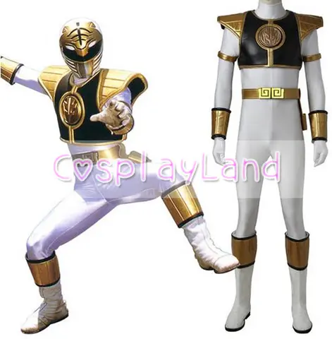 Tyranno Ranger White Ranger Cosplay Costume Adult Halloween Costume White Ranger Tommy Jumpsuit Zyuranger Cosplay Uniform