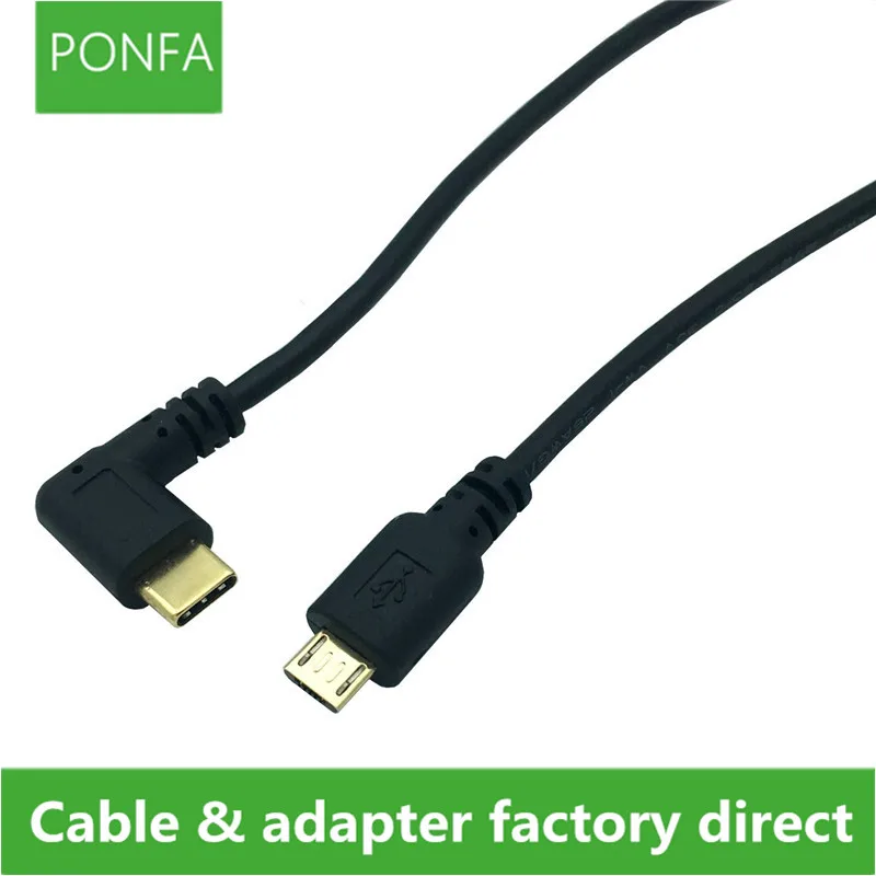 금도금 USB 3.1 C 타입 수-마이크로 USB 2.0 마이크로 수 데이터 동기화 전원 공급 장치 케이블 코드, 0.25m