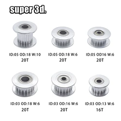 3D Printer G2T Idler Timing Pulley 16 20 Teeth / No Teech Passive Synchronous Wheel Bore 3mm 5mm Timing Pulley Width 6mm 10mm