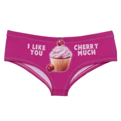 DeanFire 3D Panties Cherry Muffin Funny Print Kawaii Ladies Underwear Lovely Push Up Briefs Sexy Lingerie Thong for Female