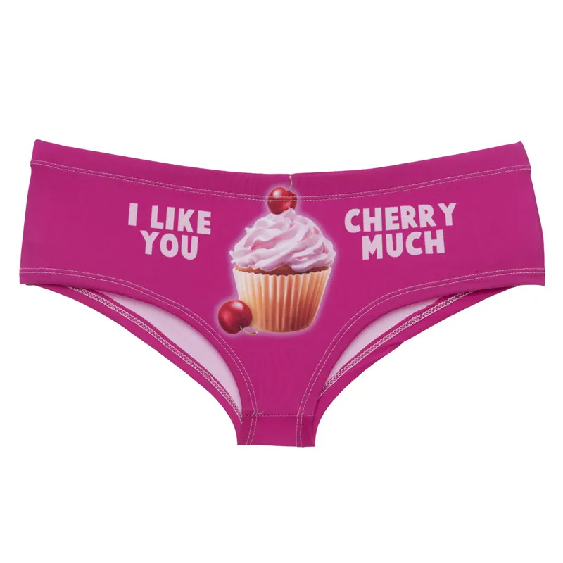 DeanFire 3D majtki Cherry Muffin zabawny nadruk Kawaii bielizna damska piękne figi Push Up seksowna bielizna stringi dla kobiet