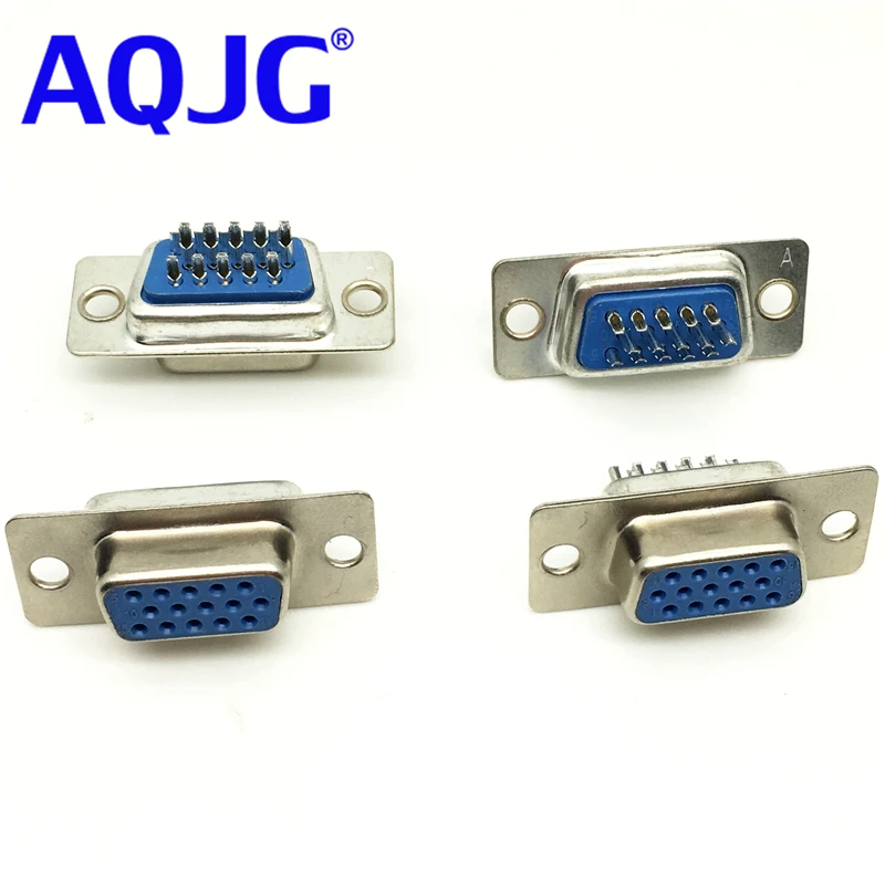 (100pcs/lot) DB15 3Rows Parallel VGA Port HDB9 15 Pin D Sub Male Solder Connector + Plastic Shell Cover