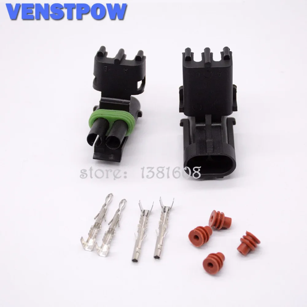 

1pcs / lots Female Male Weather Pack 2 Pin Automobile Connector Plug Sealed Wiring Automobile Connector Kit 18-14 GA