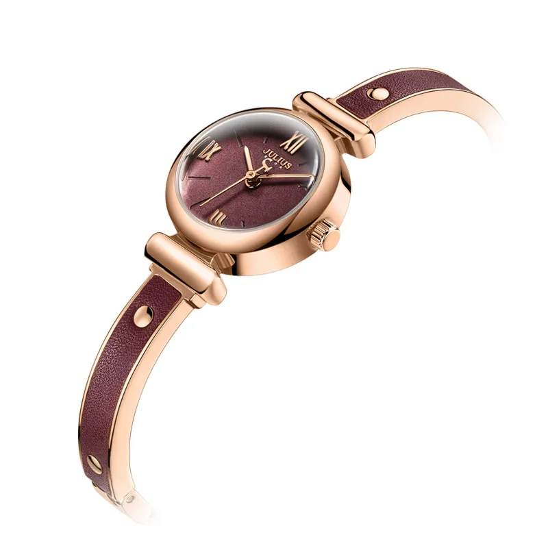 Julius Watch 2019 New Arrival Women\'s Slim Bangle Watch Red Wine Romantic Ladies Dress Bracelet Watch Dropshipping JA-1130