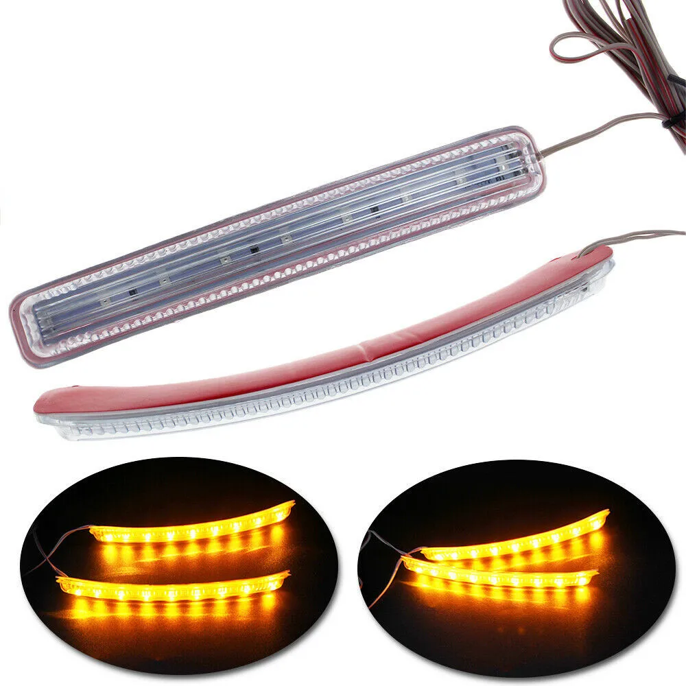 2Pcs 12V Car Turn Signal Light Strip Auto Rearview Side Mirror Indicator Lamp Soft Flashing 9 SMD LED Amber/Yellow Light Source