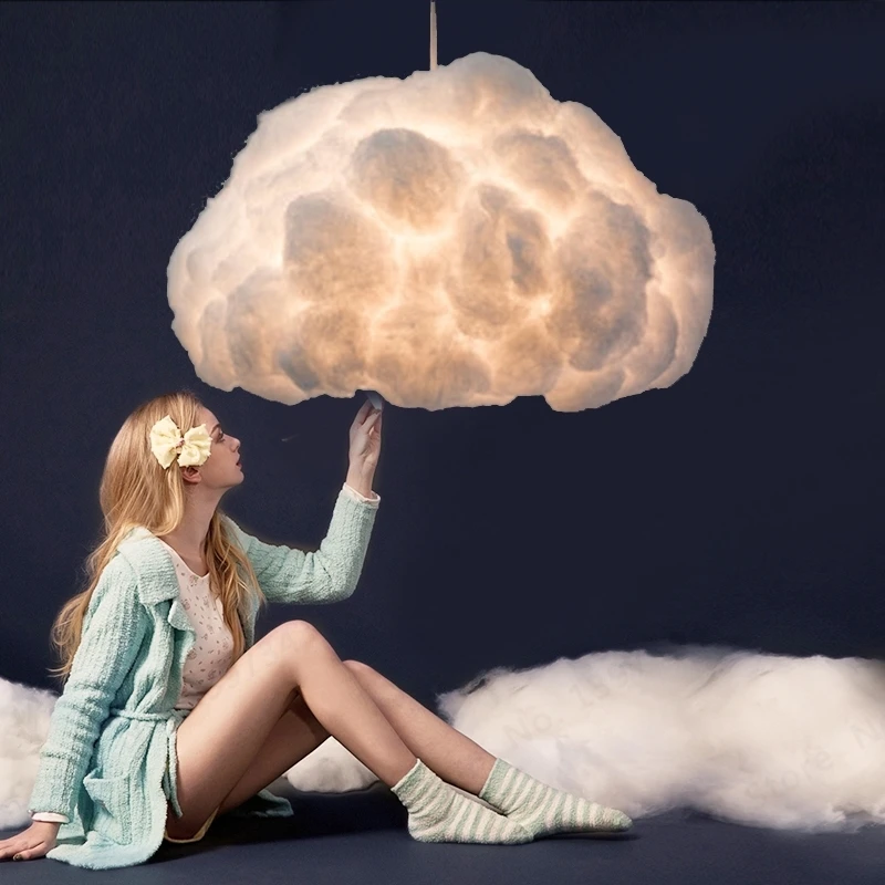 

Cloud Pendant Lamp Light Luster Nordic Lights Hotel Lobby Silk Romantic Cute Fair Lights Modern For Living Bedroom Bar Cafe E27