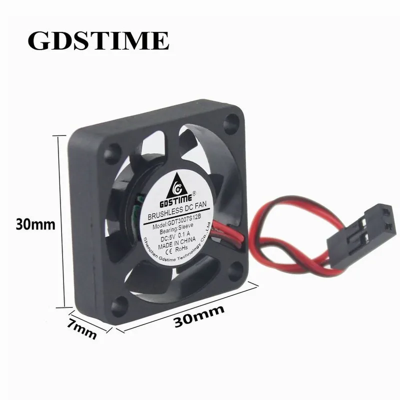 

Gdstime 40 Pieces 30mmx30mmx7mm 2Pin Dupont Connector DC 5V 3007 30x30x7mm 3cm Silent Micro Cooling Fan 30mm x 7mm