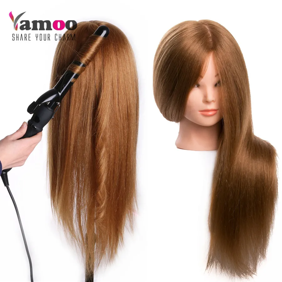 Training head dolls for hairdressers 80 % Real Human Hair Mannequin Dolls blonde color professional styling head can be curled