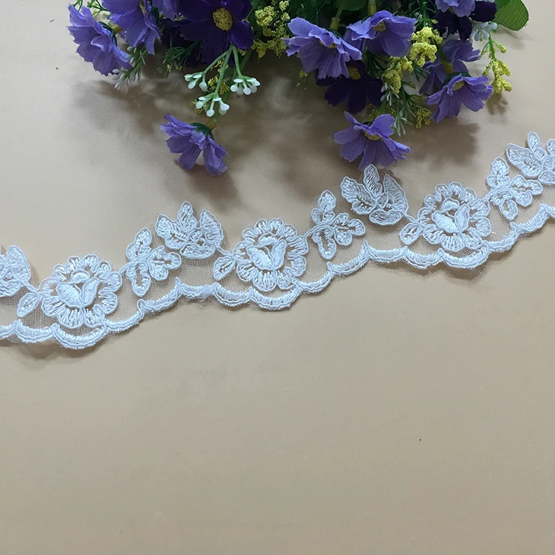 Delicate 9Yards Fashion Popular Graceful Decorative Alencon Wedding Bridal Lace Trim DIY Lace Fabric Accessories