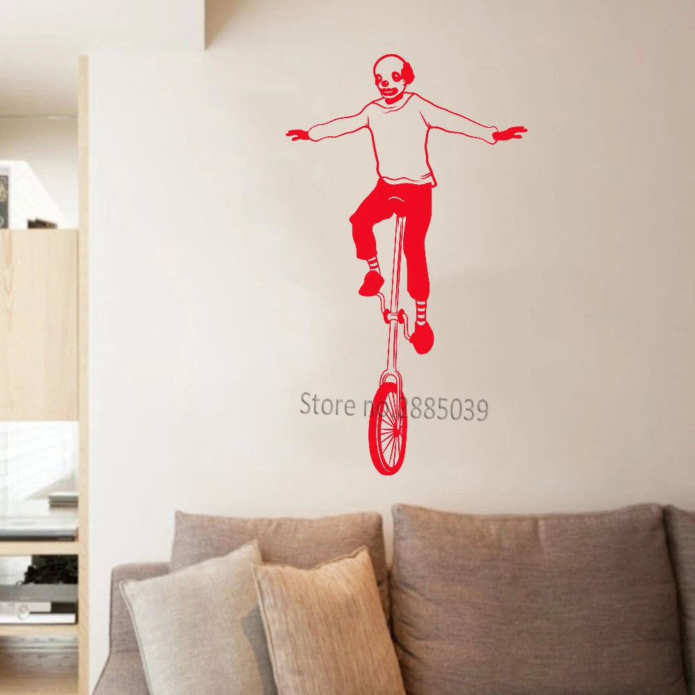 New Arrivals Unicycle Wall Stickers Art Clown Vinyl Home Decor Wall Decal Bedroom Living Room Modern Decorative Wallpapers LC831