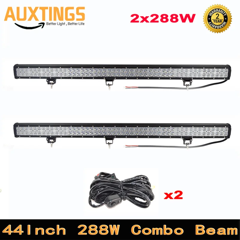 2pcs 288w Offroad Led Light Bar 44inch Led Driving Lights Combo Beam 12v 24v SUV ATV UTV Boat Fog Lamp