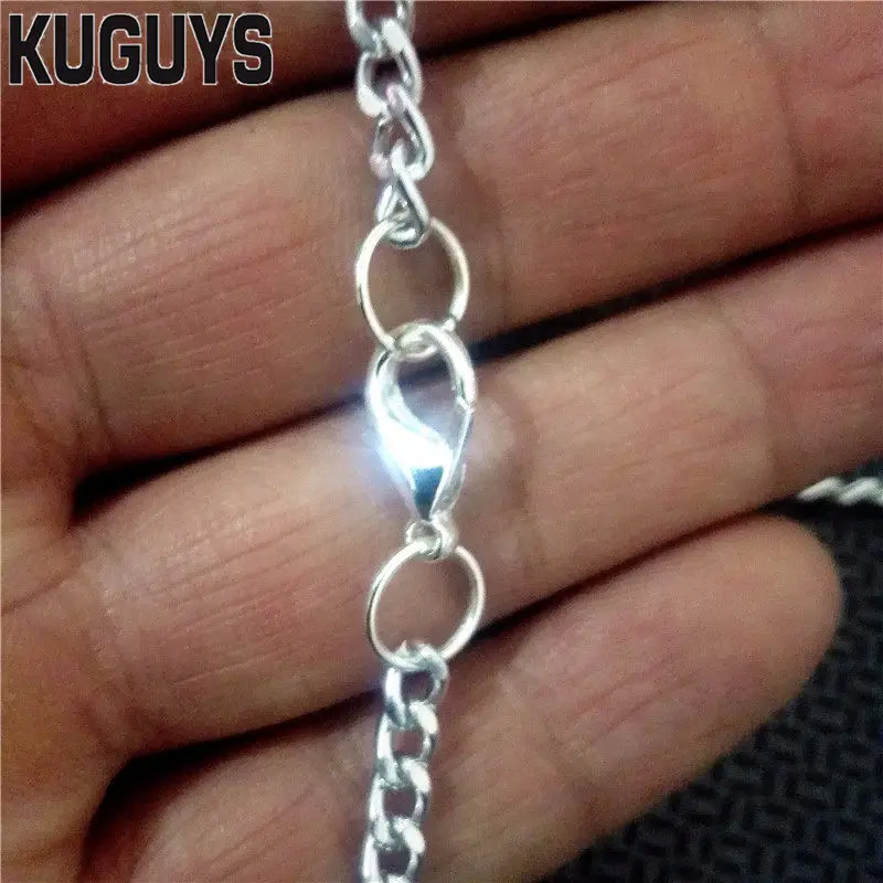 KUGUYS Jewelry Silver Color Link Chain Necklaces for Women Fashion HipHop Acrylic Poker Pendant Girls Gift