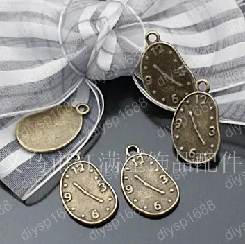 

200 pcs/lot Zinc alloy bead Antique Bronze Plated Charms Pendants Fit Jewelry findings 18.5*13MM Special clock Shape JJA1173